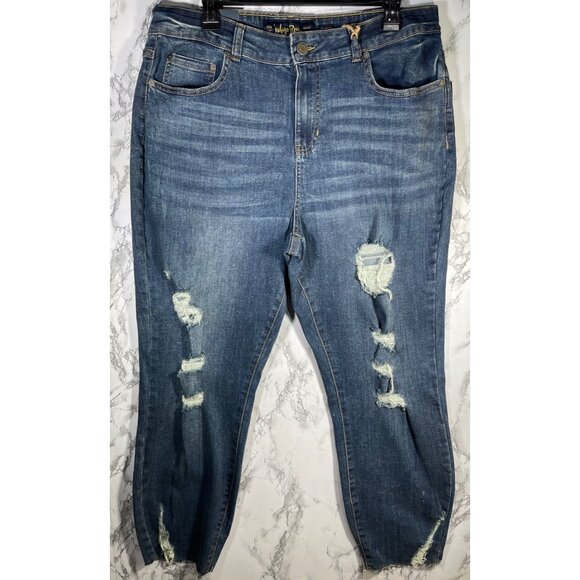 Indigo Rein Denim - Indigo Rein Womens Curvy Fit High Rise Crop Jeans Distressed Denim Size 17